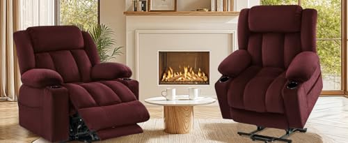 Power Lift Recliner Chair for Elderly - Triple Motor Lift Chairs - Infinite Position Adjust - Power Headrest - Heated & Massage - Lift Assist & 180° Lay Flat - Soft Plush Flannel (Grey)