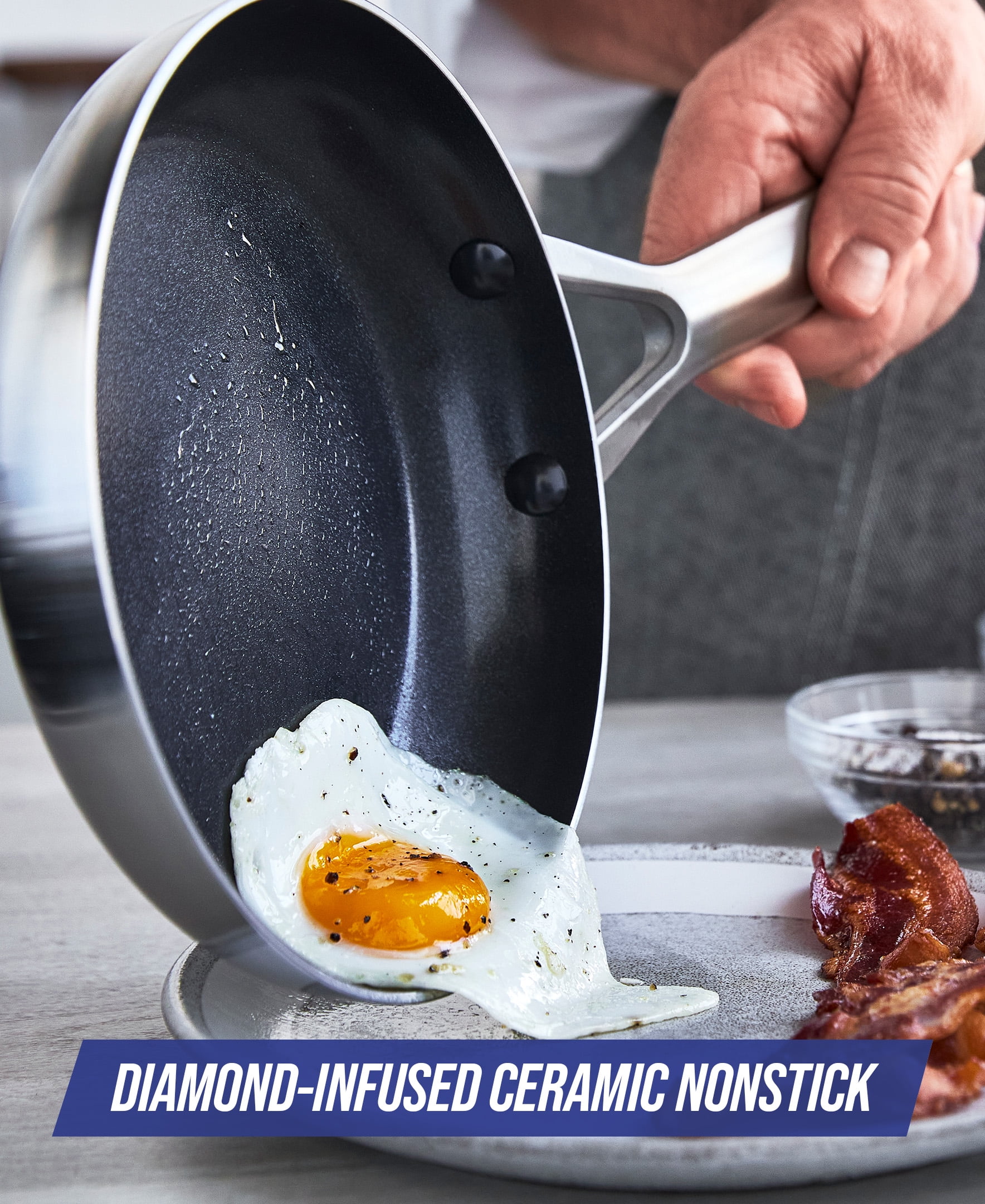 Blue Diamond Cookware Triple Steel Ceramic Nonstick Frying Pan, 9.5