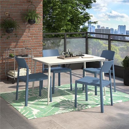 Novogratz Poolside Collection, Chandler Stacking Dining Chairs, Indoor/Outdoor, 4-Pack, Charcoal