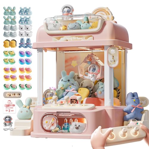 Remote Control Claw Machine for Kids, Mini Vending Machines Candy Grabber Prize Dispenser Toys for Girls, Arcade Game Machine with Light Sounds, Birthday Gifts Toys Age 3 Years (White)
