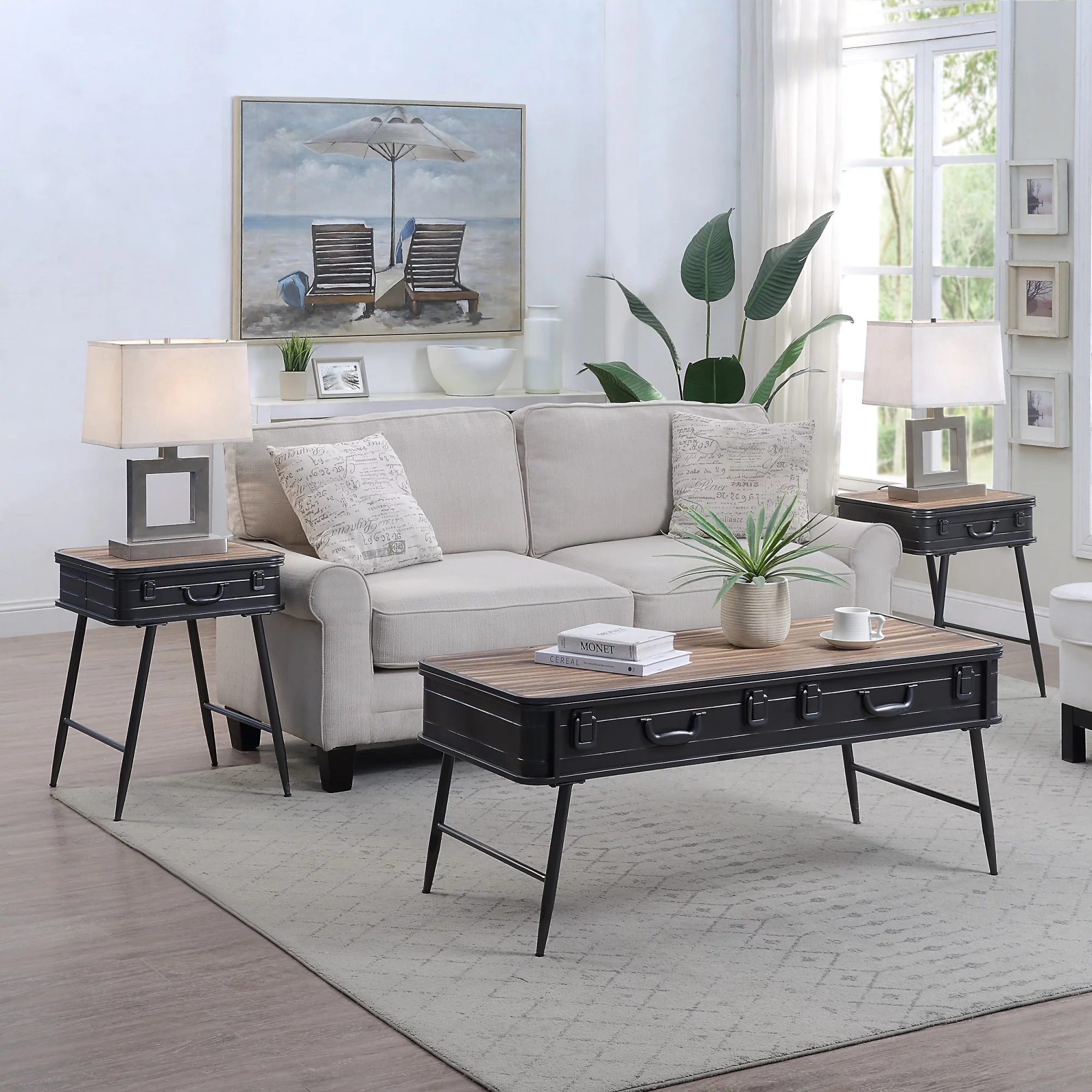 Urban 4D Concepts  Coffee Table, Natural Weathered Wood/Gray Metal