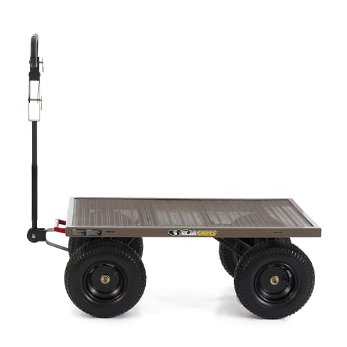 Gorilla Carts Steel Utility Wagon w/Removable Side Panels, 1200 lb Capacity, Gray - Outdoor Flatbed Cart with 39.45