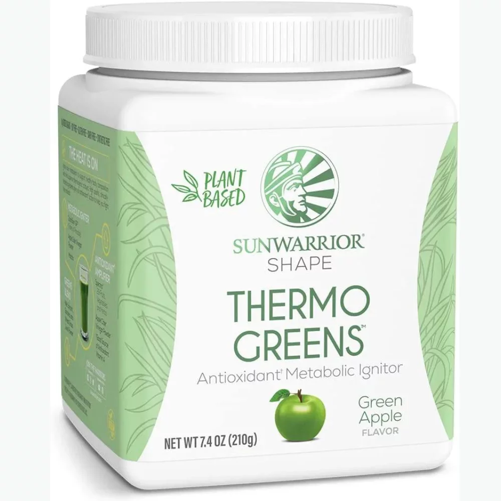 Sunwarrior Thermo Greens Blend Powder | Supergreens Powder Mix Metabolism Booster, Green Apple, 7.4 oz