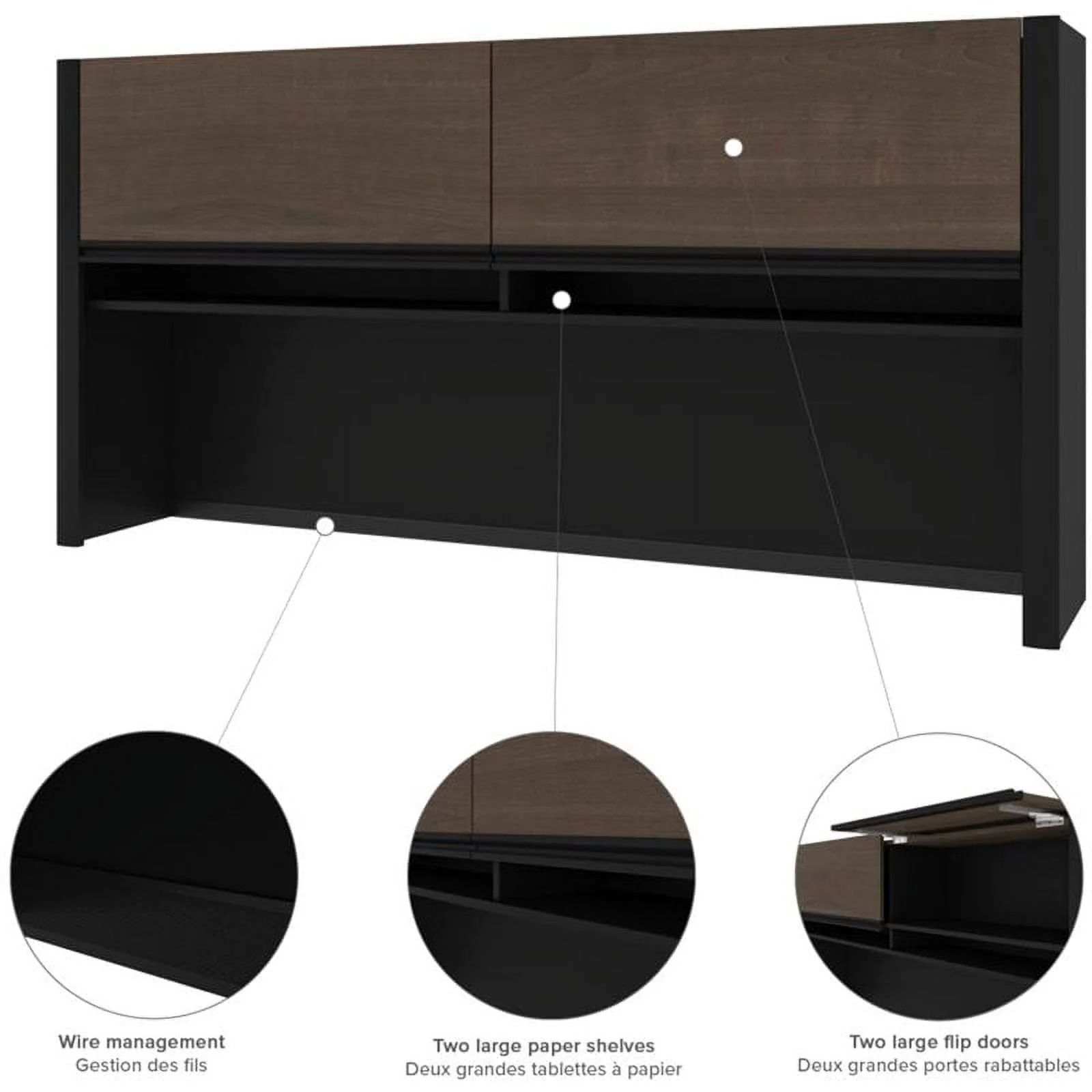 Atlin Designs 5 Piece L Shaped Computer Desk with Hutch in Antigua and Black