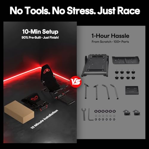 RACGTING Racing Simulator Cockpit for G920 G29 G923, Foldable Racing Simulator for Thrustmaster T248X T248 T300 T150 458 TX Xbox PS5 PS4 PC (Black)