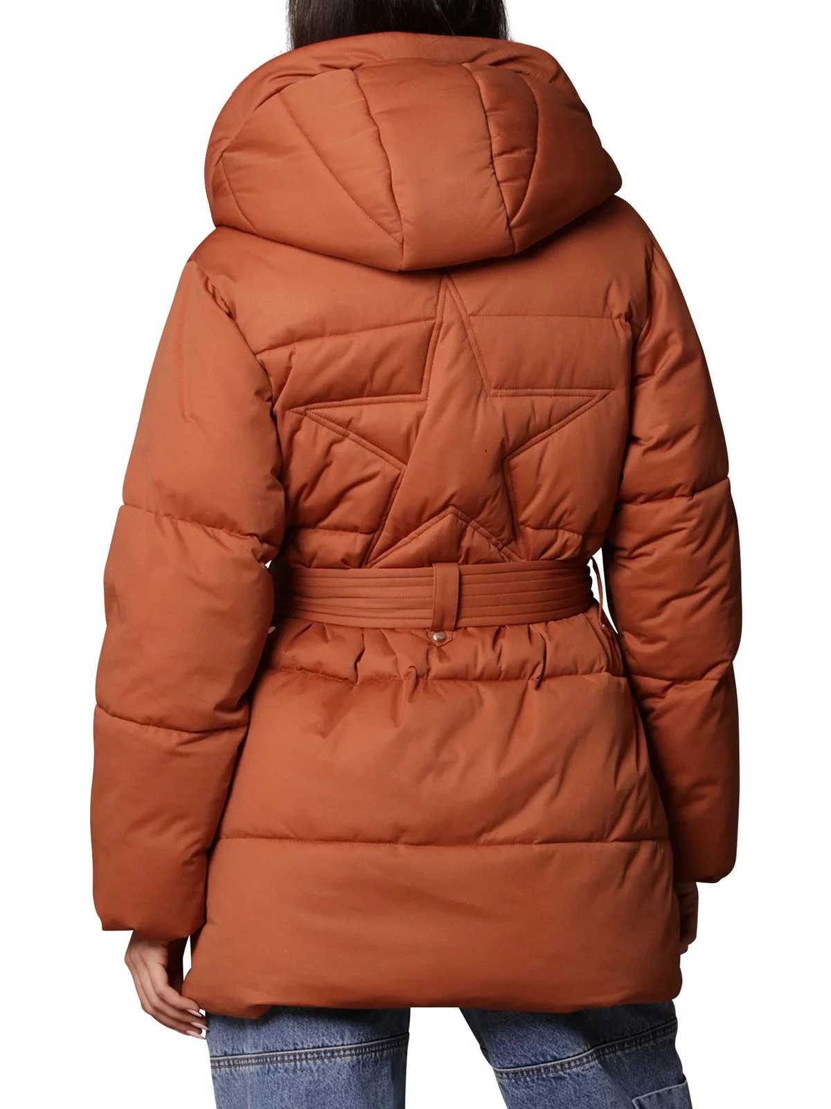 Avec Les Filles Women's Hooded Wrap Puffer Coat with Belt