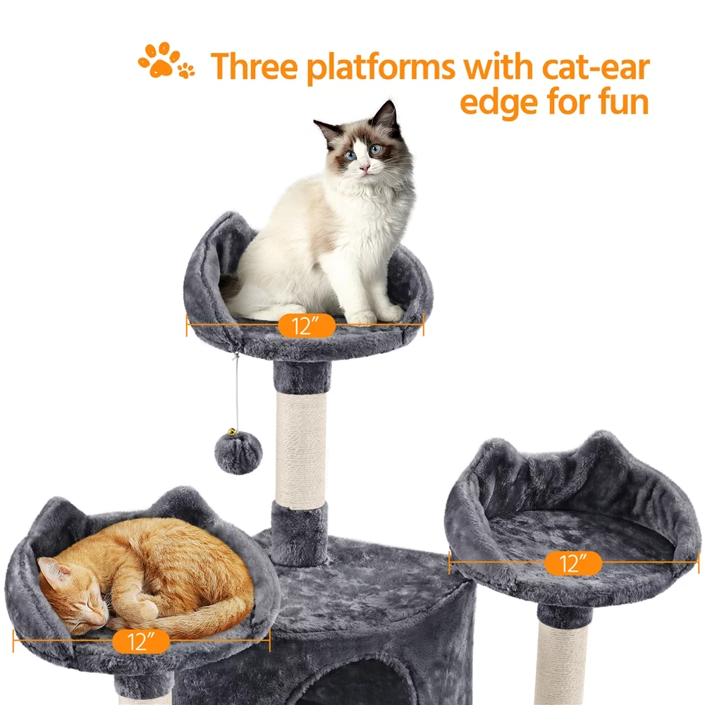 Yaheetech 76.5-inch Cat Tree Cat Tower with Condos, Dark Gray