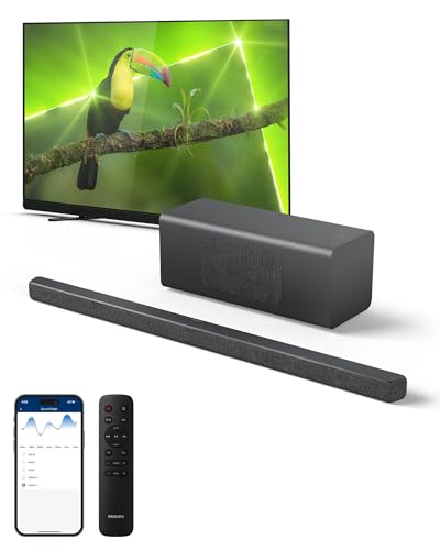 PHILIPS B5309 Soundbar 2.1 with Wireless Subwoofer and Immersive DTS Virtual:X Audio Technology - 240W Max Power, Deep Bass, Bluetooth 5.4, Four EQ Modes, HDMI ARC and USB connectivity - Dark Grey