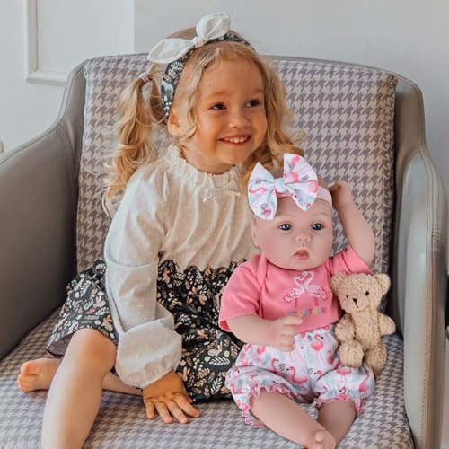 Milidool Lifelike Reborn Baby Dolls Girl, Realistic Silicone Baby Doll Real 22 inch Weighted Soft Body Newborn Girl Doll with Feeding Toy Accessories Gift Set