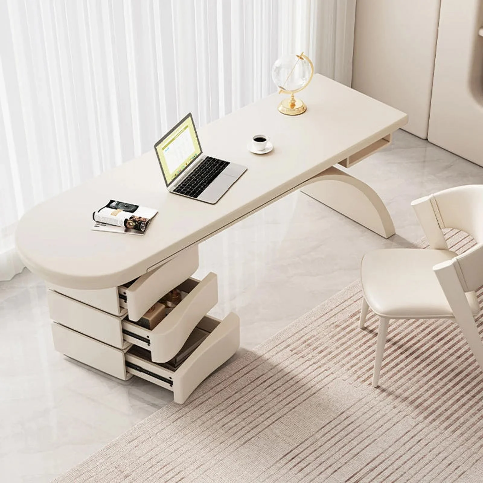 French Cream Style Desk Home Designers Light Luxury Modern Furniture Simple Writing Women Solid Wood Internet Famous Office Desk