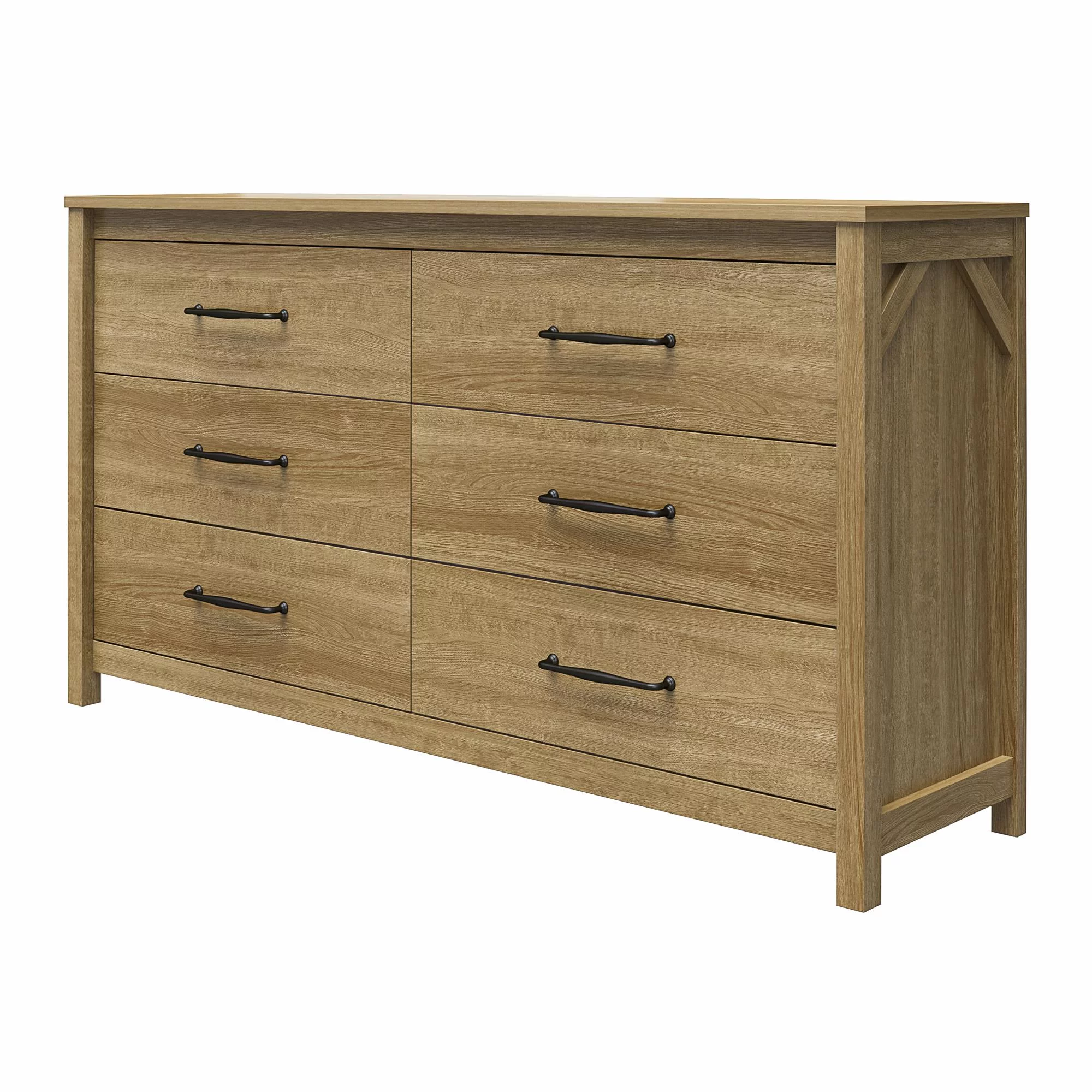 Augusta 6 Drawer Wide Dresser with Easy SwitchLock™ Assembly, Natural