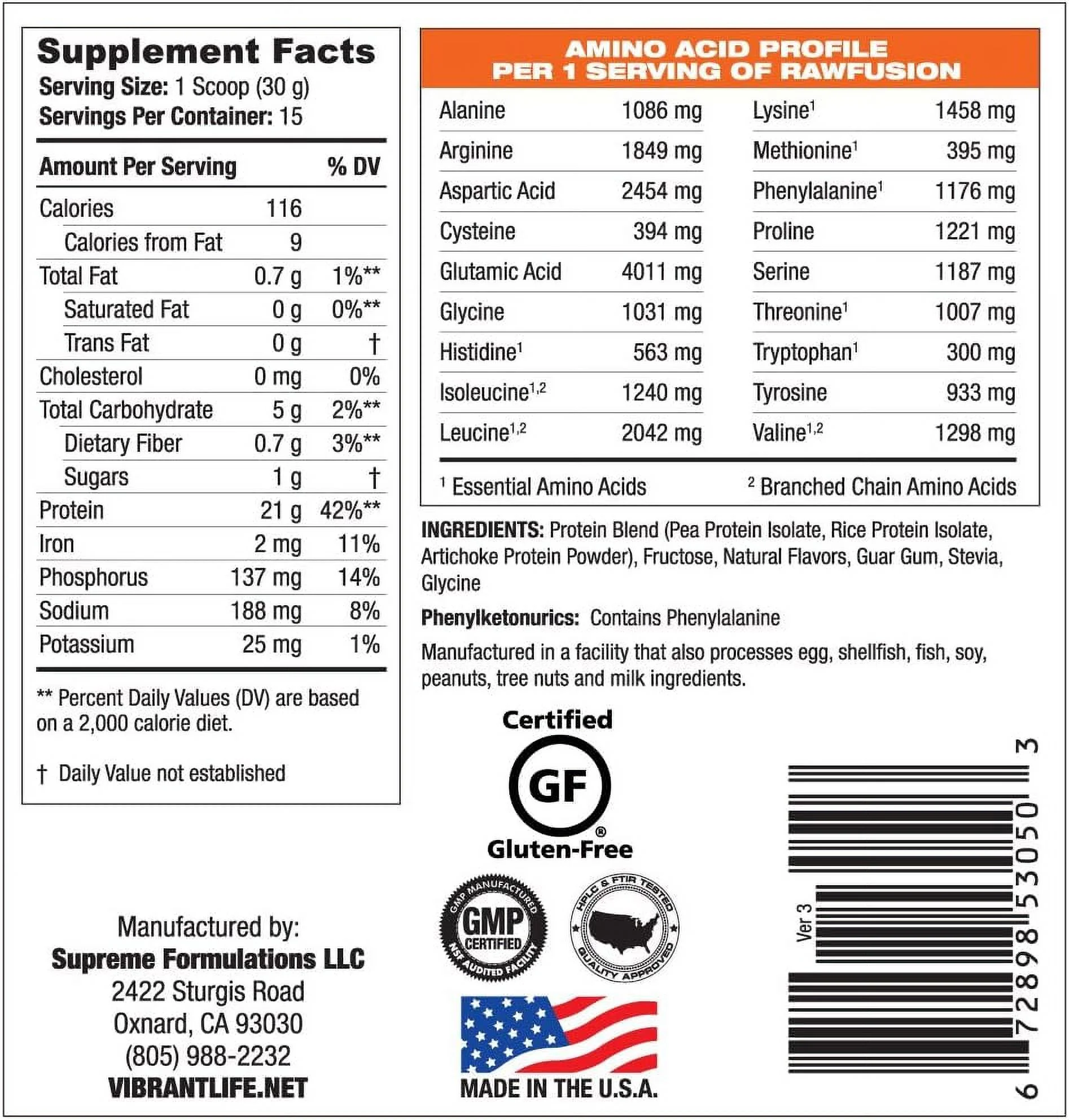 Rawfusion Plant Base Protein Fusion™ Vanilla Bean - 15 Servings