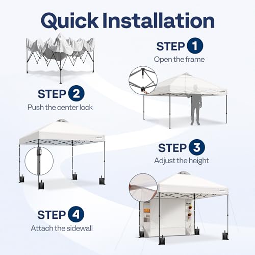 VIVOHOME 10x10ft Pop Up Canopy Tent One Push Setup Outdoor Portable Shelter Tent Heavy Duty with Wheel Carry Bag and 4 Sandbags, White
