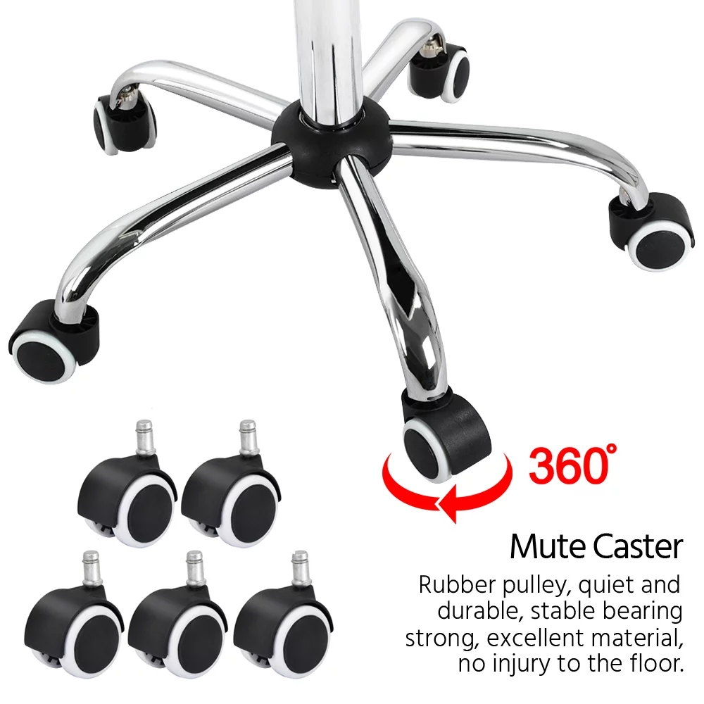 SMILE MART Modern Adjustable Faux Leather Swivel Office Chair with Wheels, Black