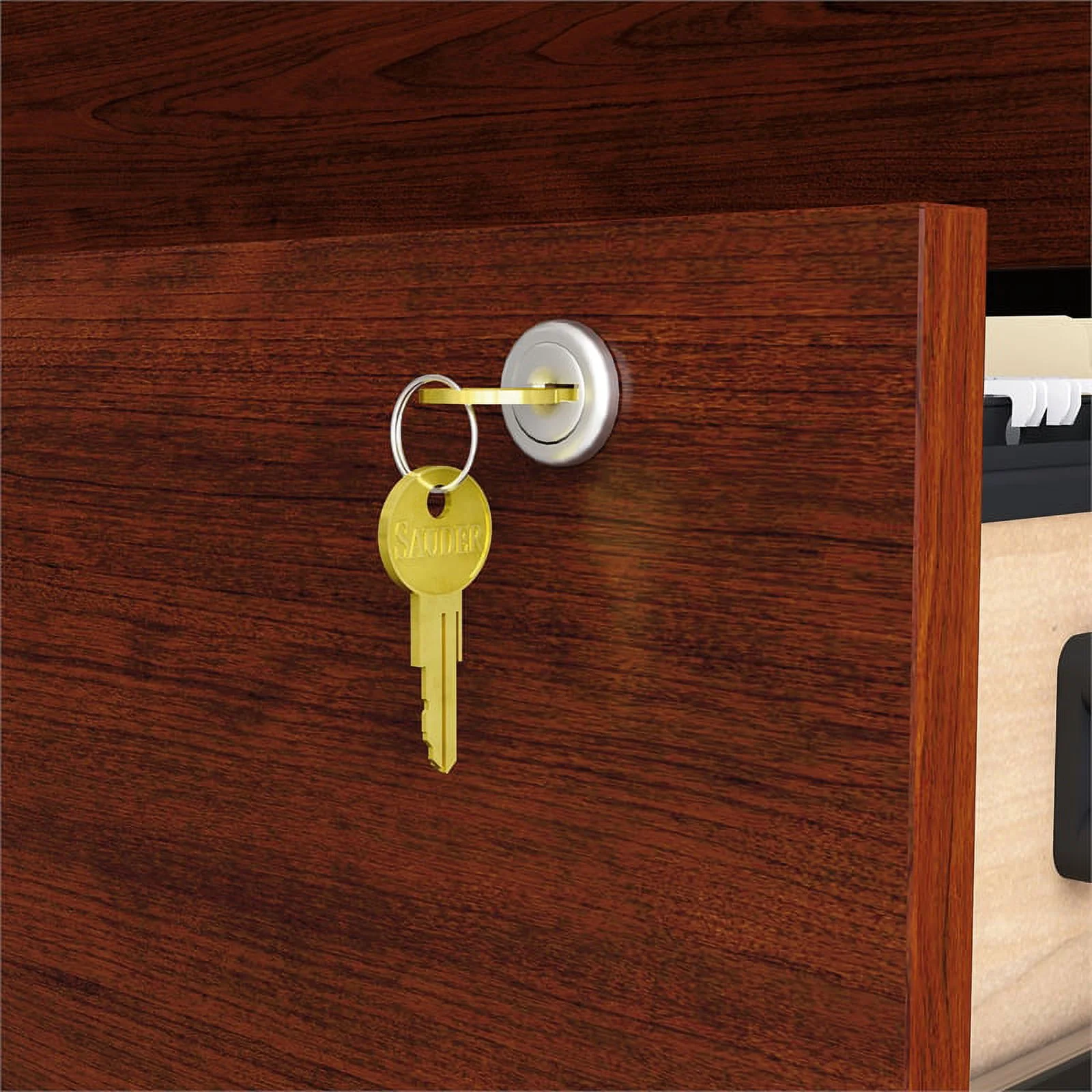 Pemberly Row Engineered Wood Lateral Filing Cabinet in Classic Cherry