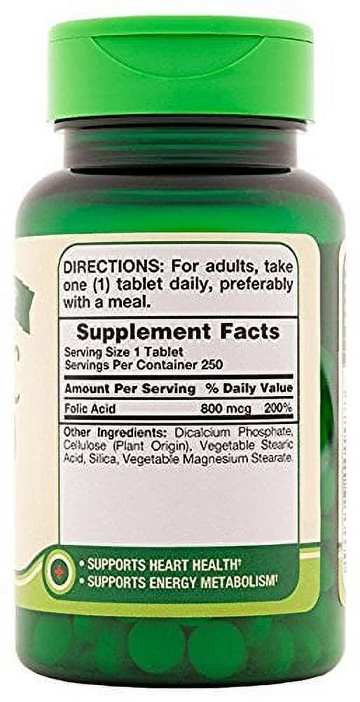 Nature's Truth Vitamin B-9 Folic Acid Non-GMO 800 mcg 250 Tablets, 6-Pack
