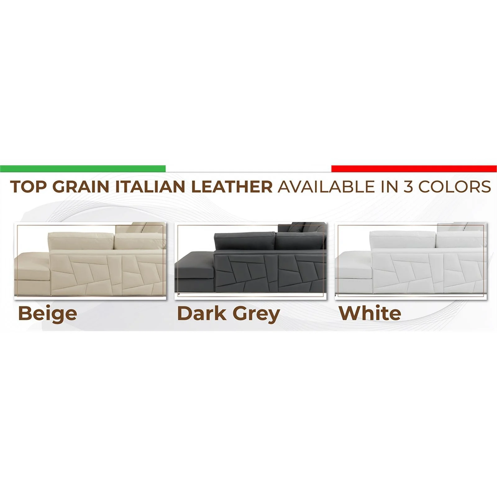 Titan Furnishings Transitional Italian Top Grain Leather Sectional White