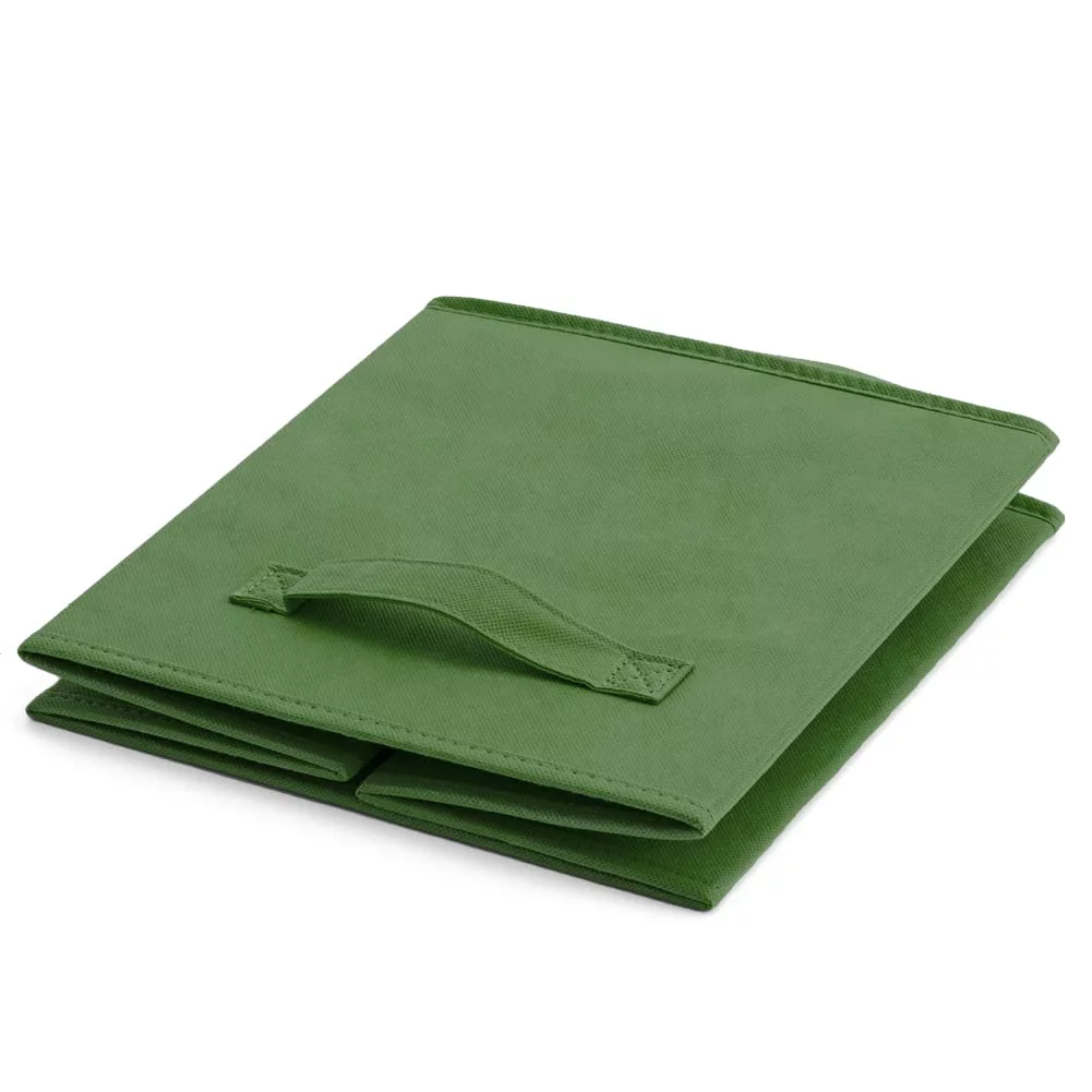 EZOWare Set of 4 Foldable Fabric Basket Bin, Collapsible Storage Cube boxes for Nursery Toys Shelves (13 x 15 x 13 inches) (Kale Green)