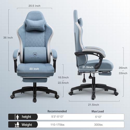 GTPLAYER Gaming Chair, Computer Office Chair with Pocket Spring Cushion, Linkage Armrests and Footrest, High Back Ergonomic Computer Chair with Lumbar Support Task Chair with Footrest