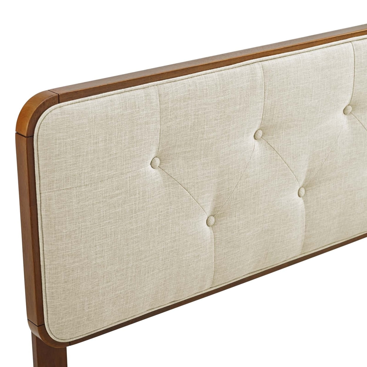 Modway Collins Tufted King Fabric and Wood Headboard in Walnut Beige