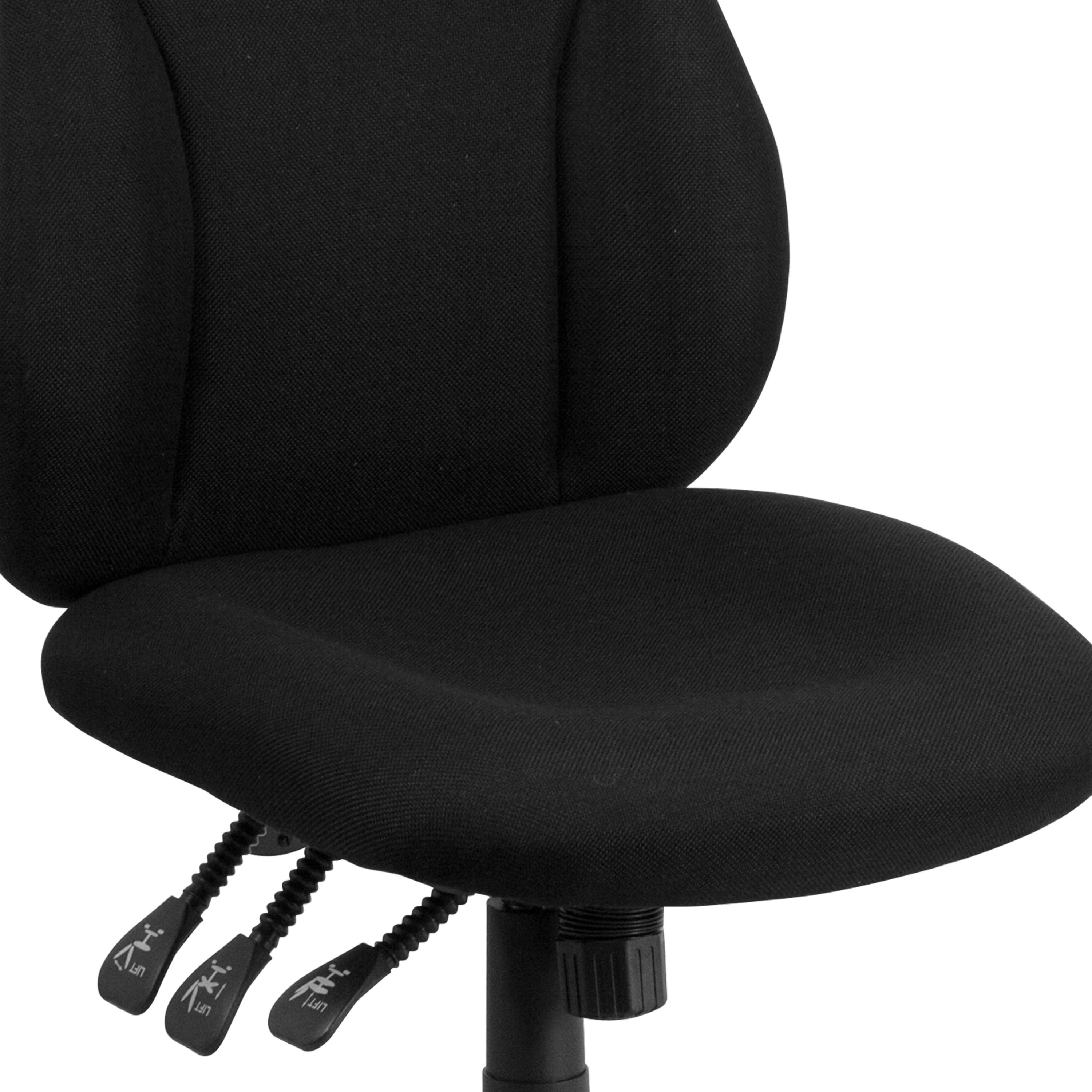 BizChair High Back Black Fabric Multifunction Swivel Ergonomic Task Office Chair