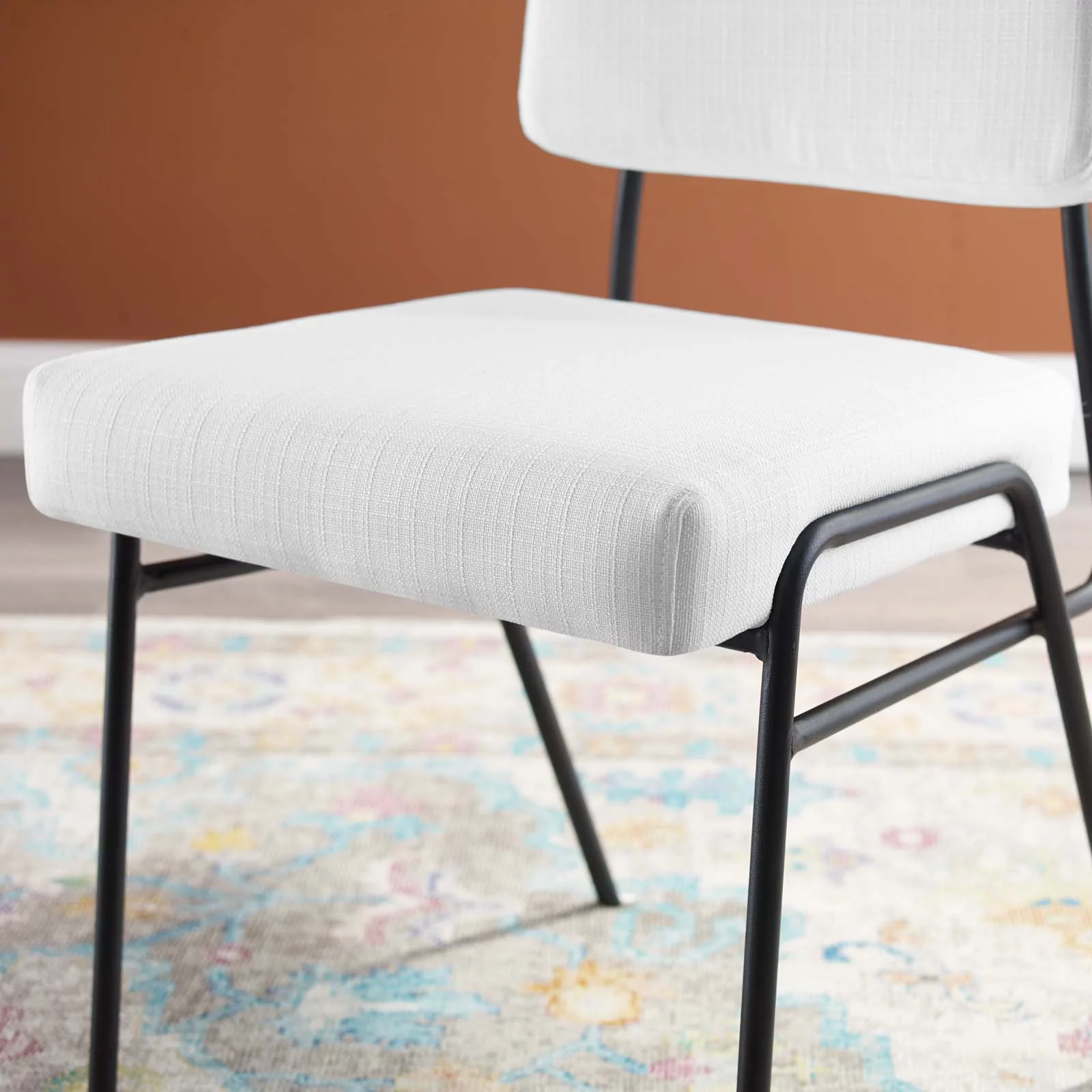 Modway Craft Upholstered Fabric Dining Side Chair in Black White