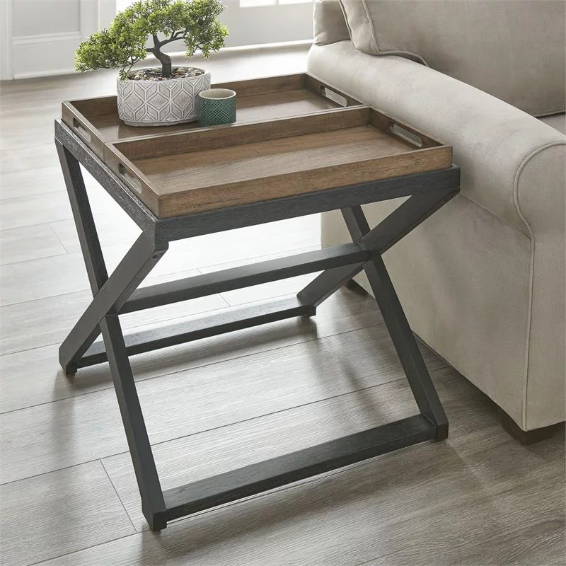 Topeka Walnut and Ebony Solid Wood End Table