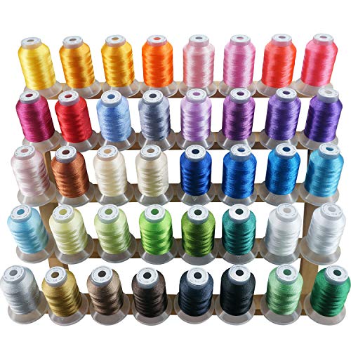 New brothread 40 Colors Compatible with Brother Polyester Embroidery Machine Thread Kit 500M (550Y) Each Spool Compatible with Brother Babylock Janome Singer Pfaff Bernina Embroidery & Sewing Machine