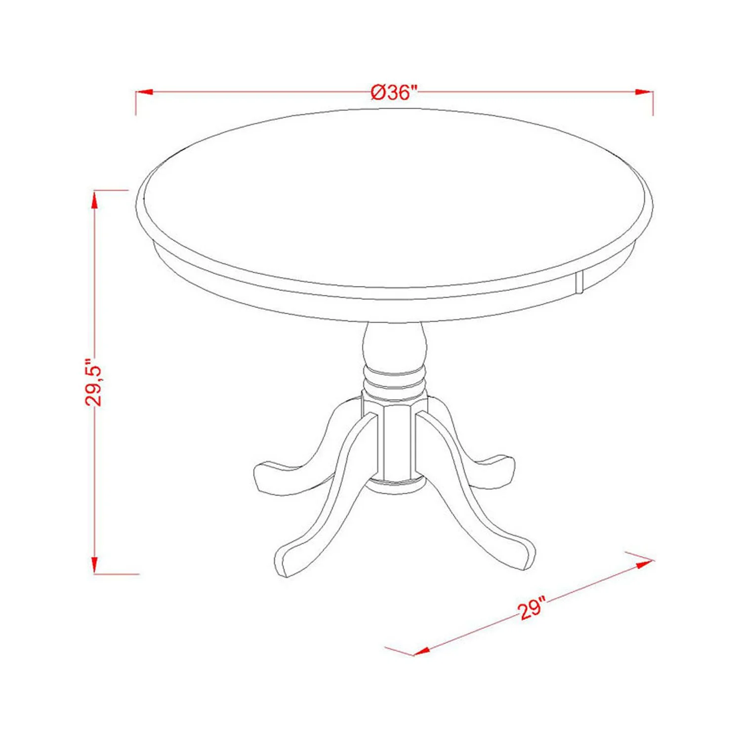HomeStock French Country 36 Inch Pedestal Round Dining Table