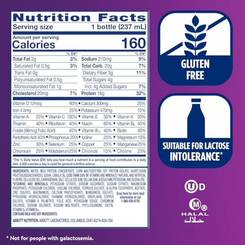 Ensure High Protein Vanilla Nutrition Shake with Fiber, Ready to Drink, 16g Protein and 27 Vitamins and Minerals, 8 fl oz, 24 Pack