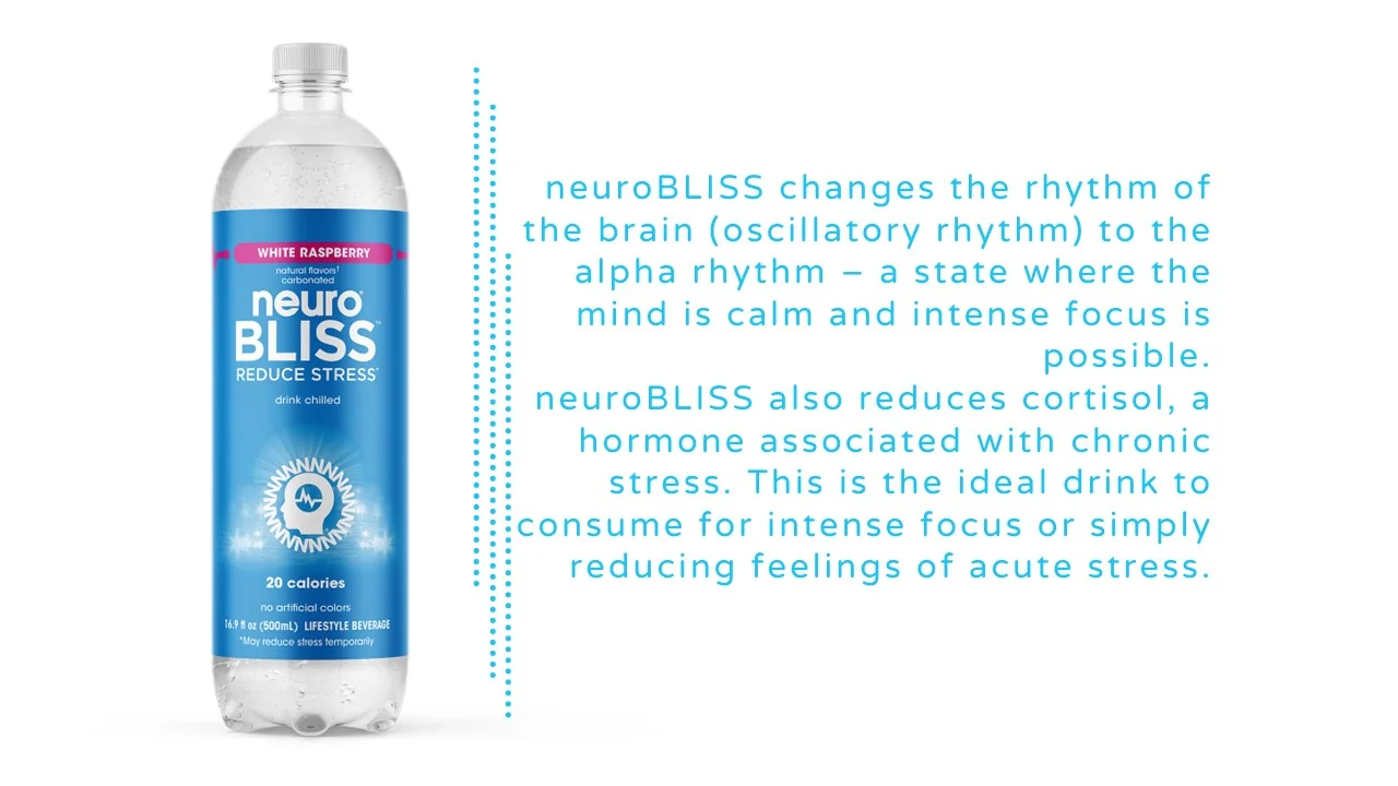 neuroBLISS, Raspberry, Stress Reducing Beverage; 16.9 Fl Oz (Pack of 12)