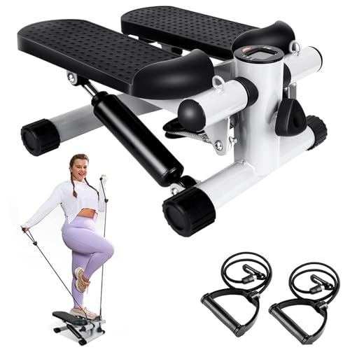 Stepper for Exercise at Home, Stair Stepper with 2 Resistance Bands, Mini Stepper with 300LBS Loading Capacity & LCD Monitor, Super Quiet Hydraulic Fitness Steppers Full Body Workout Machine