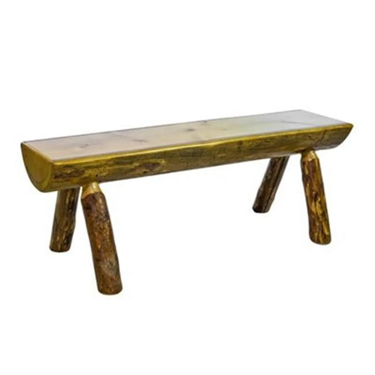 5 ft. Glacier Country Half Log Bench with Back & Arms - Stained & Lacquered