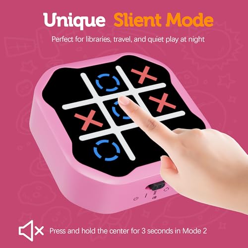 3 in 1 Electronic Tic Tac Toe Game, Handheld Digital Tic Tac Toe Bolt Game with Silent Mode, Portable Learing Toy Gift for Kids & Adults, Purple(One Pack)