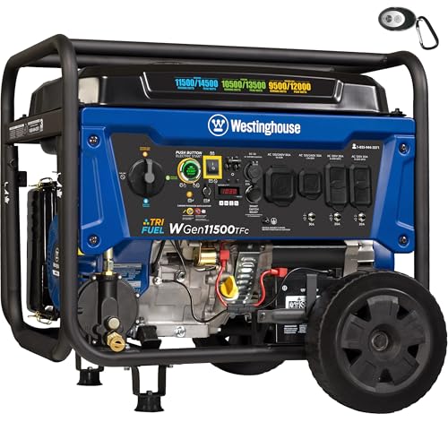 Westinghouse 14500 Peak Watt Tri-Fuel Home Backup Portable Generator, Remote Electric Start, Transfer Switch Ready, Gas, Propane, and Natural Gas Powered