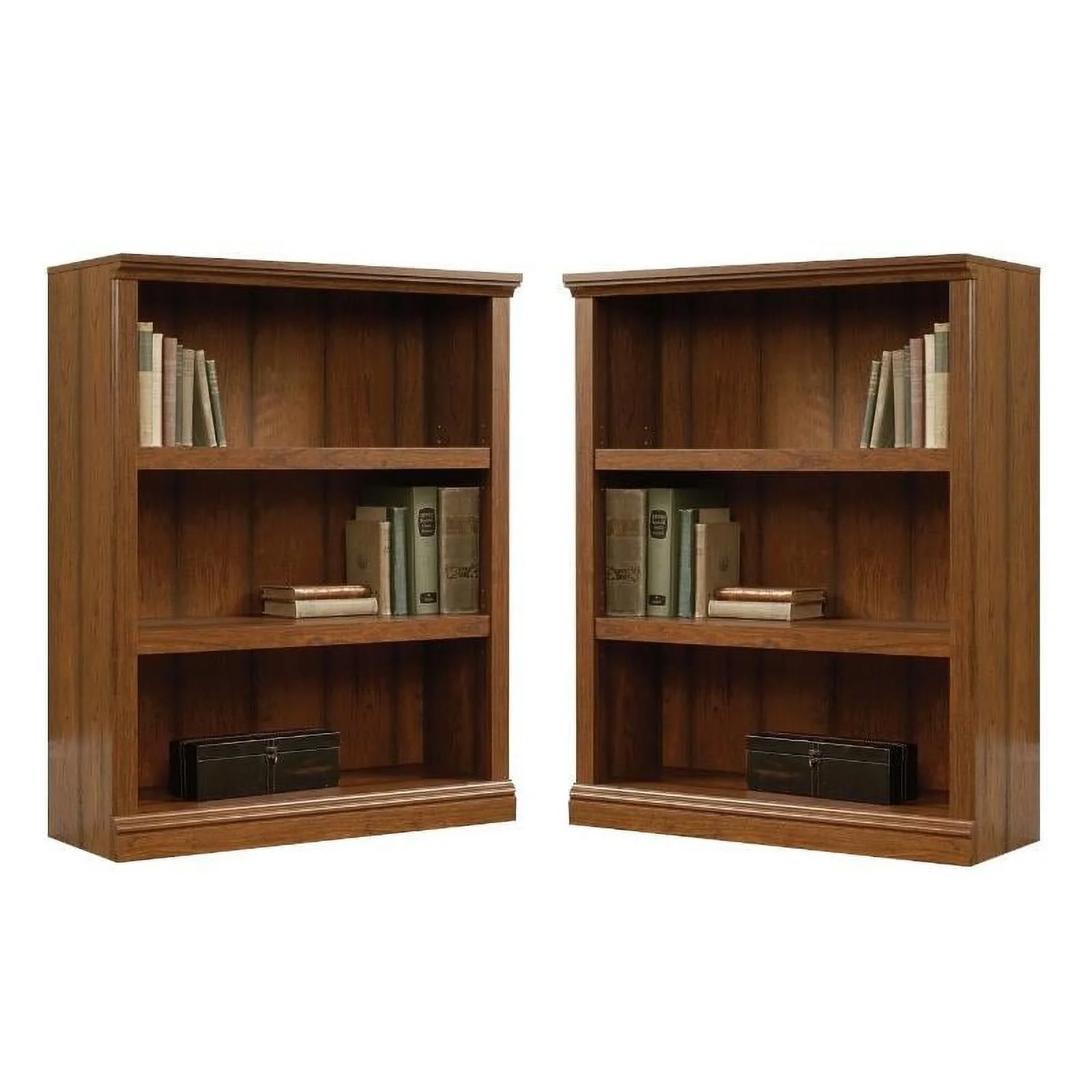 Home Square 3 Shelf Wood Bookcase Set in Washington Cherry (Set of 2)
