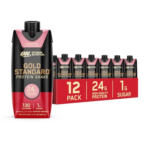 Optimum Nutrition Gold Standard Protein Shake, 24g Protein, Ready to Drink Protein Drinks, Chocolate, 11 Fl Oz, 12 Count (Pack of 1) (Packaging May Vary)