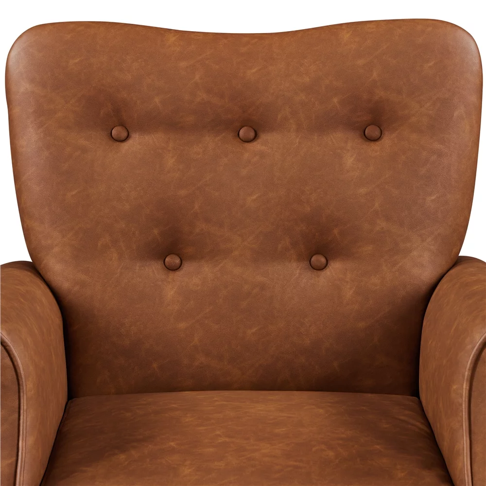 Yaheetech Set of 2 Mid-century Modern Faux Leather Accent Chair,Retro Brown