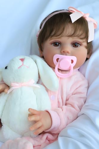 SCOM Realistic Reborn Baby Dolls - 18 Inch Real Life Baby Girl, Toddler Hispanic Doll with Full Body Vinyl, Newborn Lifelike Weighted Doll for Ages 3+ Gift