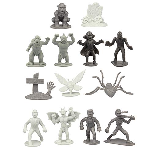 Monster Action Figure Set- 100pc Horror Toy Figure - from Dracula to Frankenstein to Giant Spiders- Perfect for Cake Toppers, Party Favors, Decorations, RPG Role Playing Games - Fully Paintable
