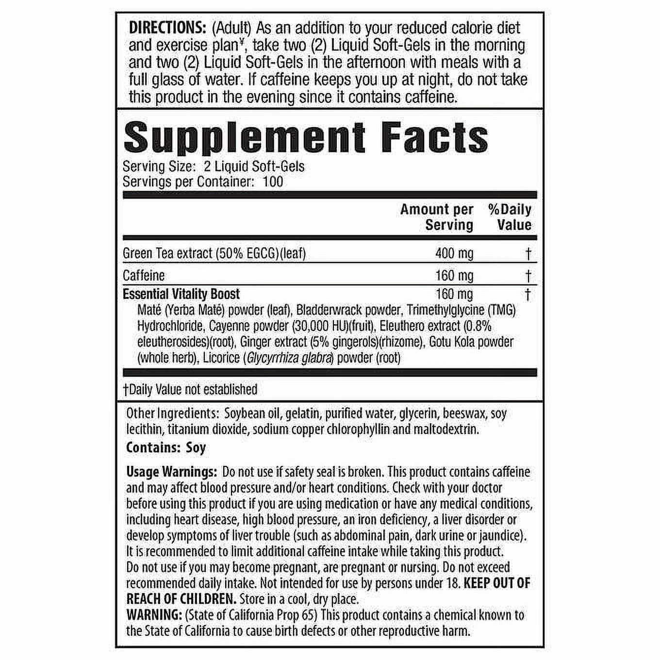 Green Tea Fat Burner, 200 Liquid Soft-Gels