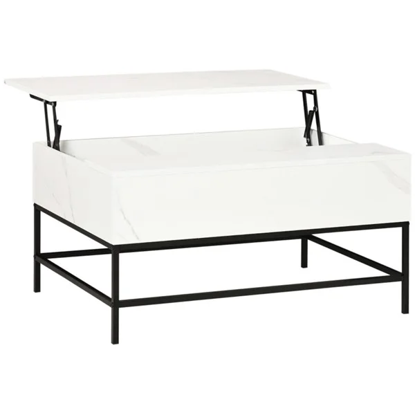 Lift Top Coffee Table Modern Furniture Hidden Storage Compartment and Lift Tabletop White