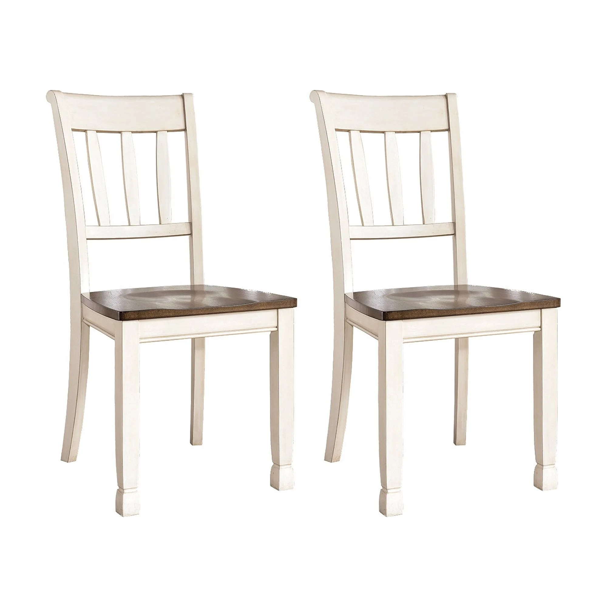 Signature Design by Ashley Whitesburg Cottage Rake Back Dining Chair, Set of 2, Brown & White