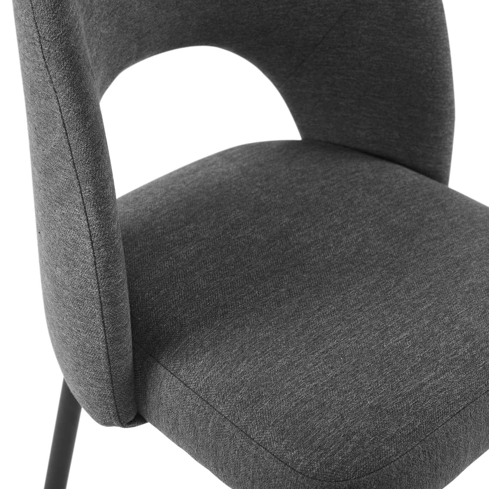 Modway Rouse Dining Side Chair Upholstered Fabric Set of 2 in Black Charcoal
