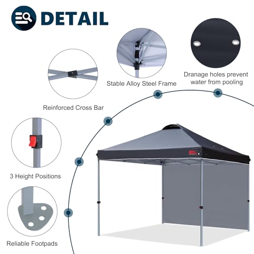 MASTERCANOPY Durable Pop-up Canopy Tent with 1 Sidewall (10'x10',White)