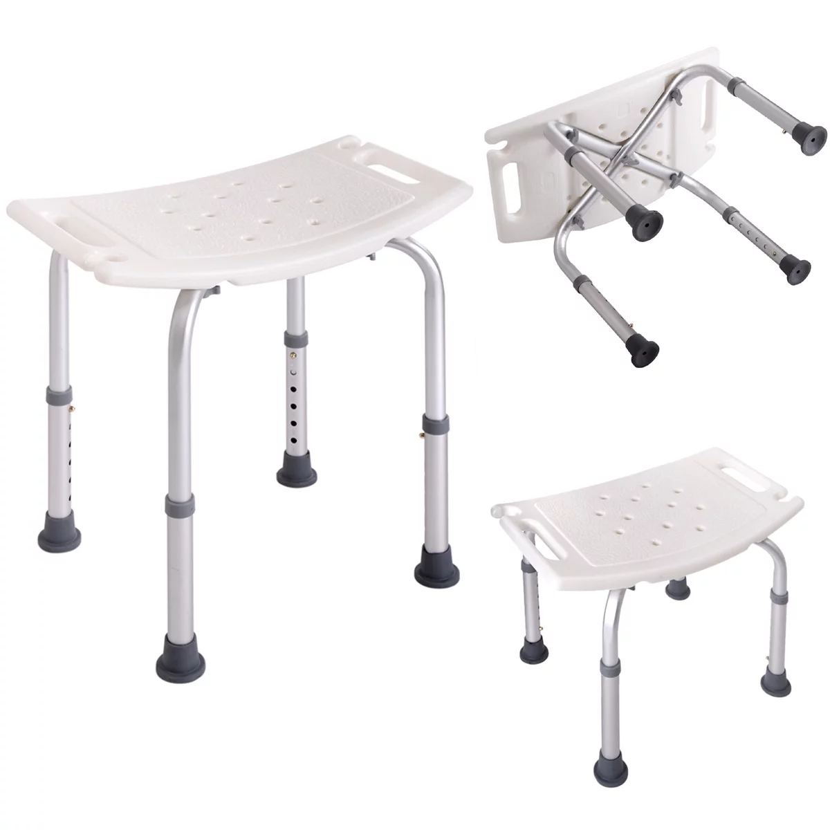 Jaxpety 6 Adjustable Height Bath Shower Chair Medical Bench Bathtub Stool Seat White New