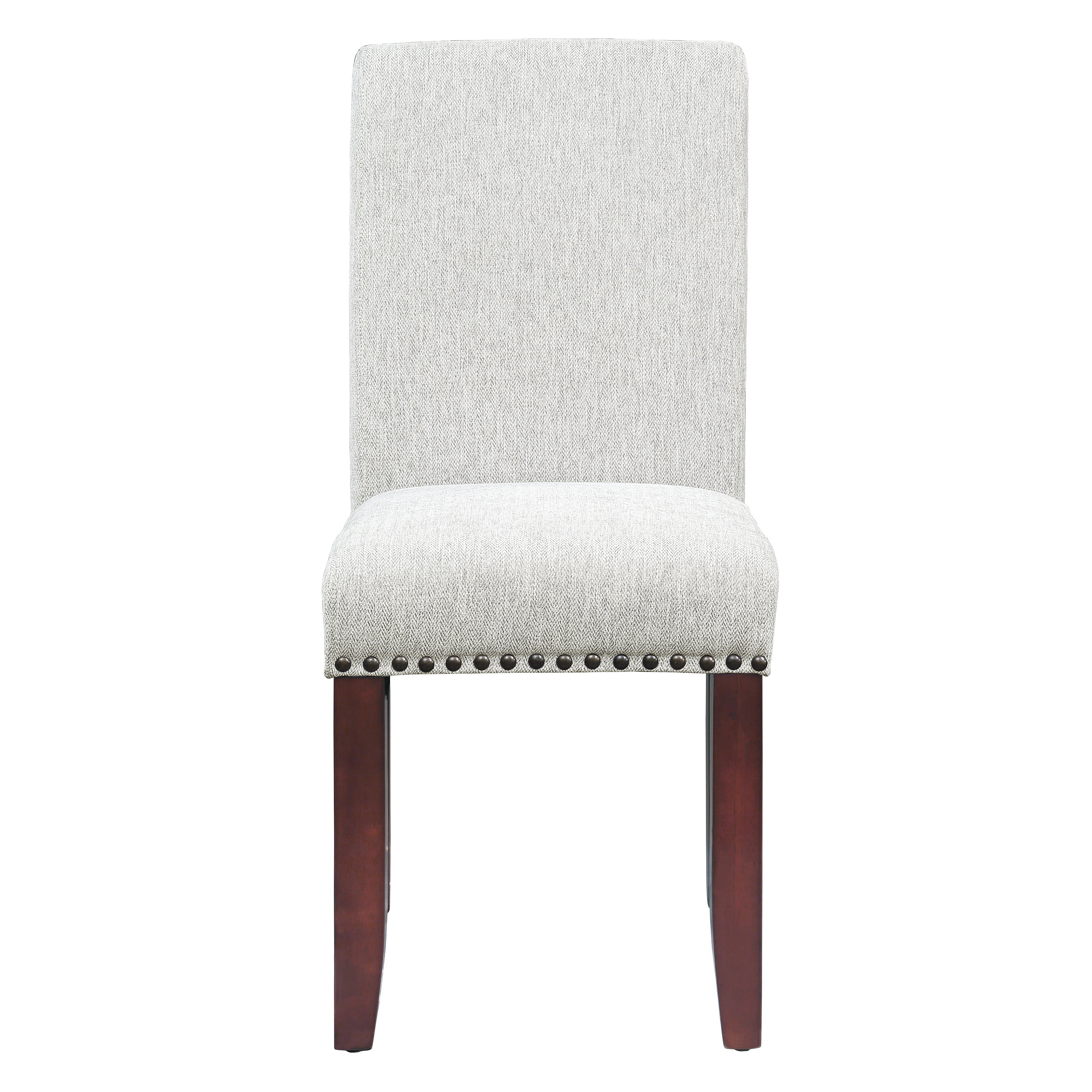 Parsons Dining Chair with Antique Bronze Nail Heads in Smoke Ash Fabric