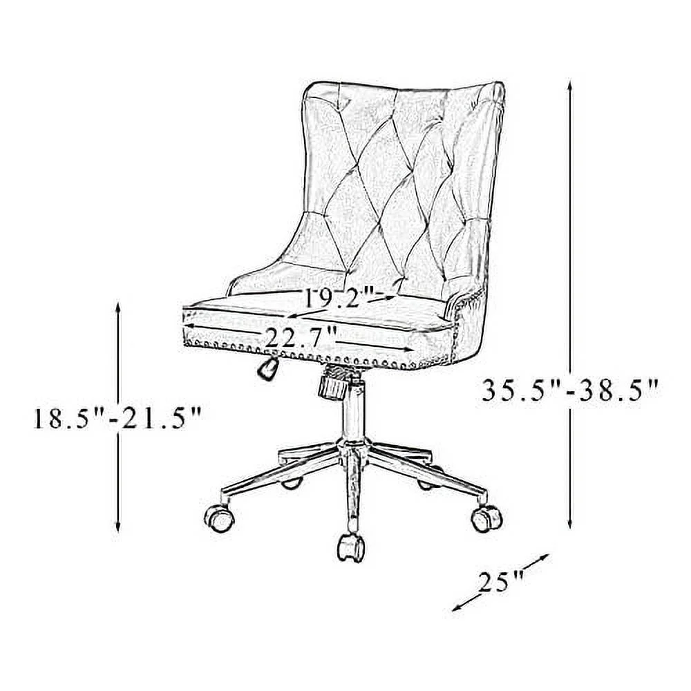 PU Leather Office Chair Armless, Home Office Leisure Chair Ergonomic -Back PU Leather Armless Chair Upholstered With 5 Rolling Casters, Height Adjustable Swivel Task Chair, SAGE