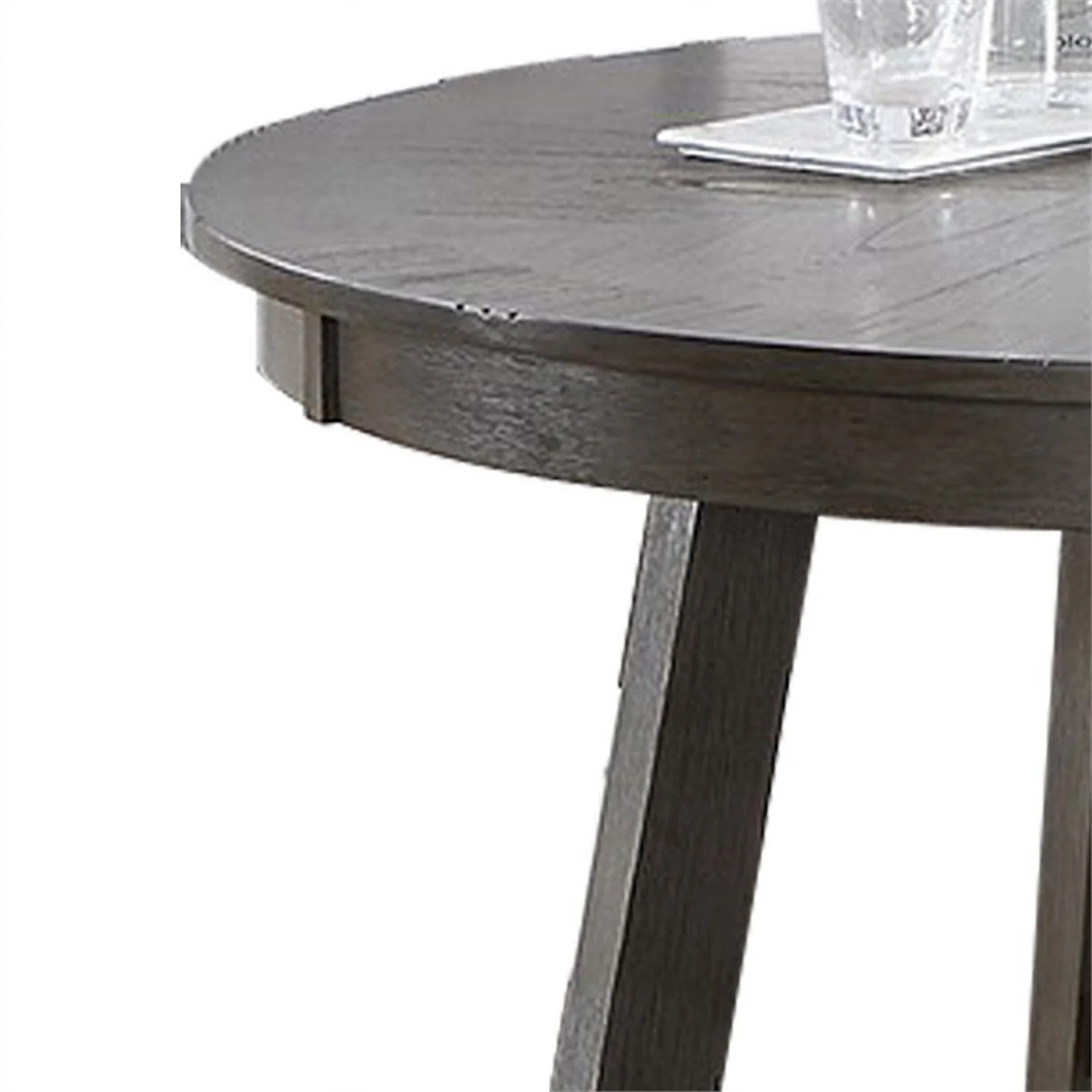 BenJara BM284314 48 in. Lexi Rubberwood Classic Minimalist Round Dining Table, Dark Gray