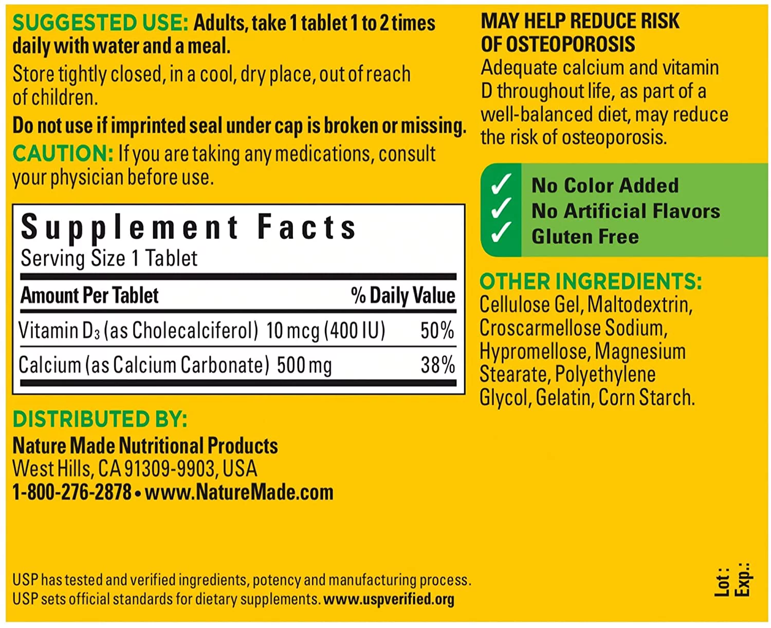 Nature Made Calcium 500 mg Tablets 130 Tablets (Pack of 2)